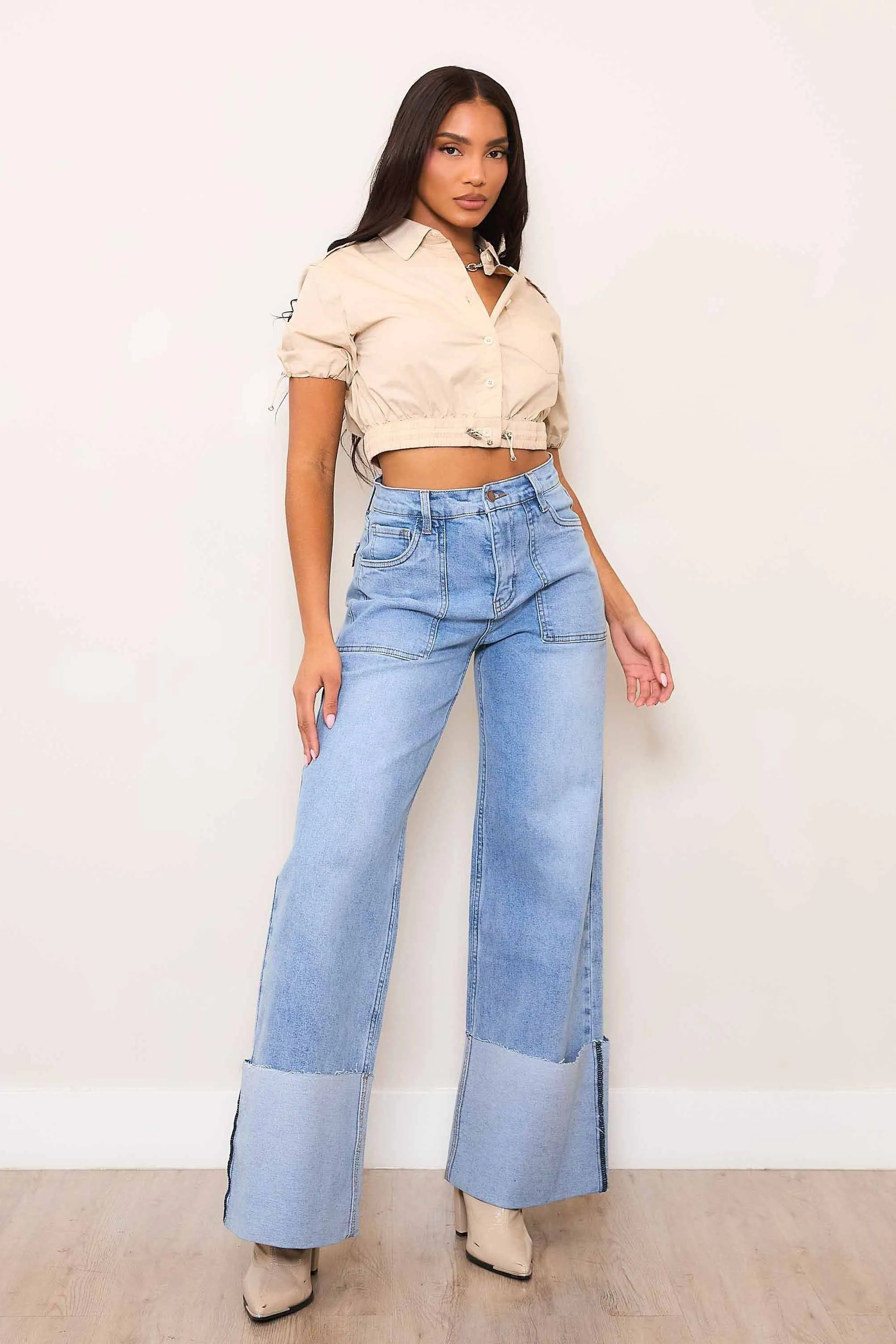High Waisted Non-Distressed Wide Leg