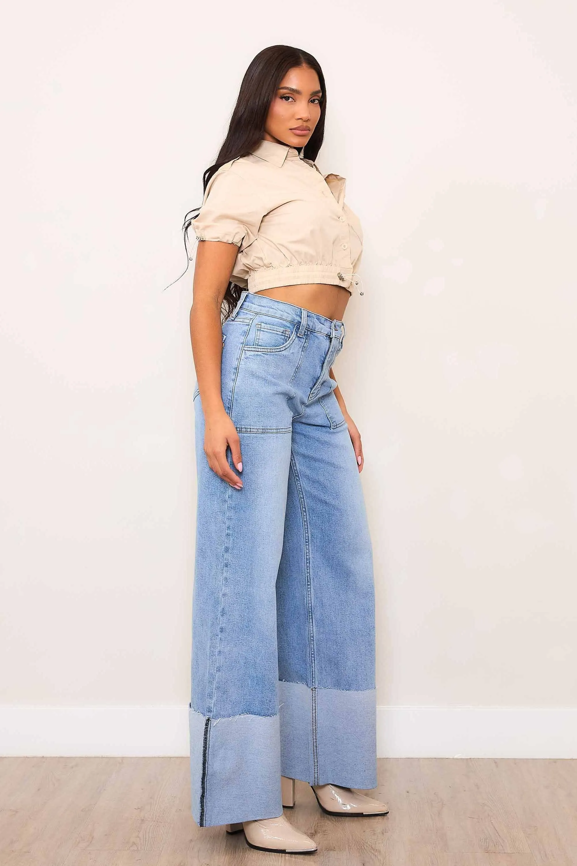 High Waisted Non-Distressed Wide Leg