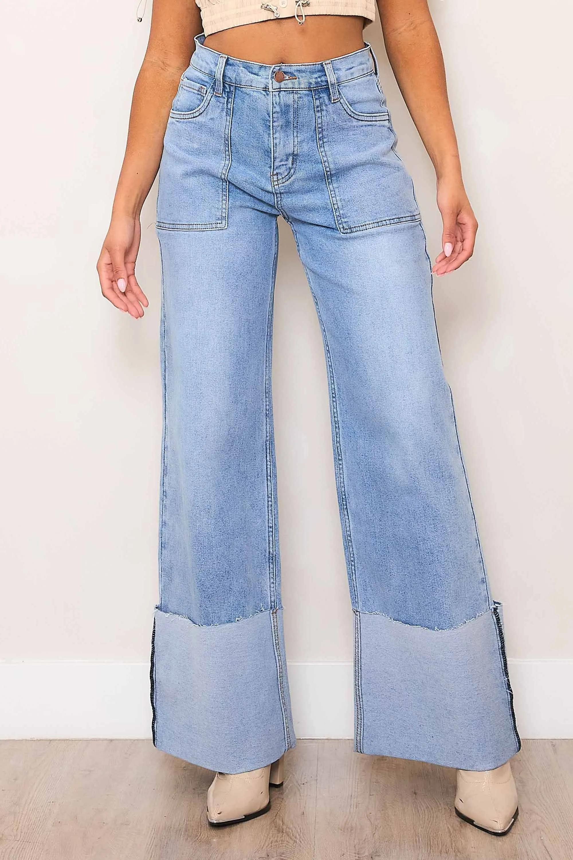 High Waisted Non-Distressed Wide Leg