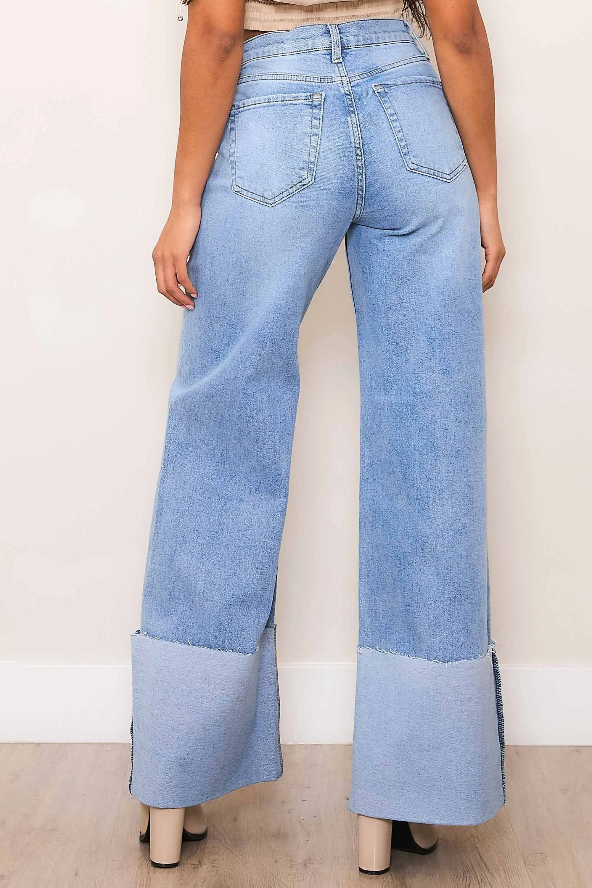 High Waisted Non-Distressed Wide Leg