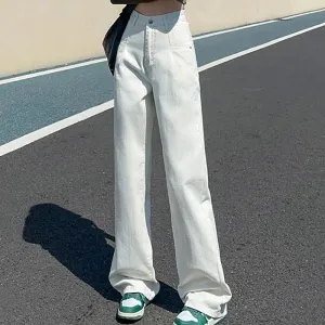 High Waisted Wide Leg Straight Loose Denim Jeans