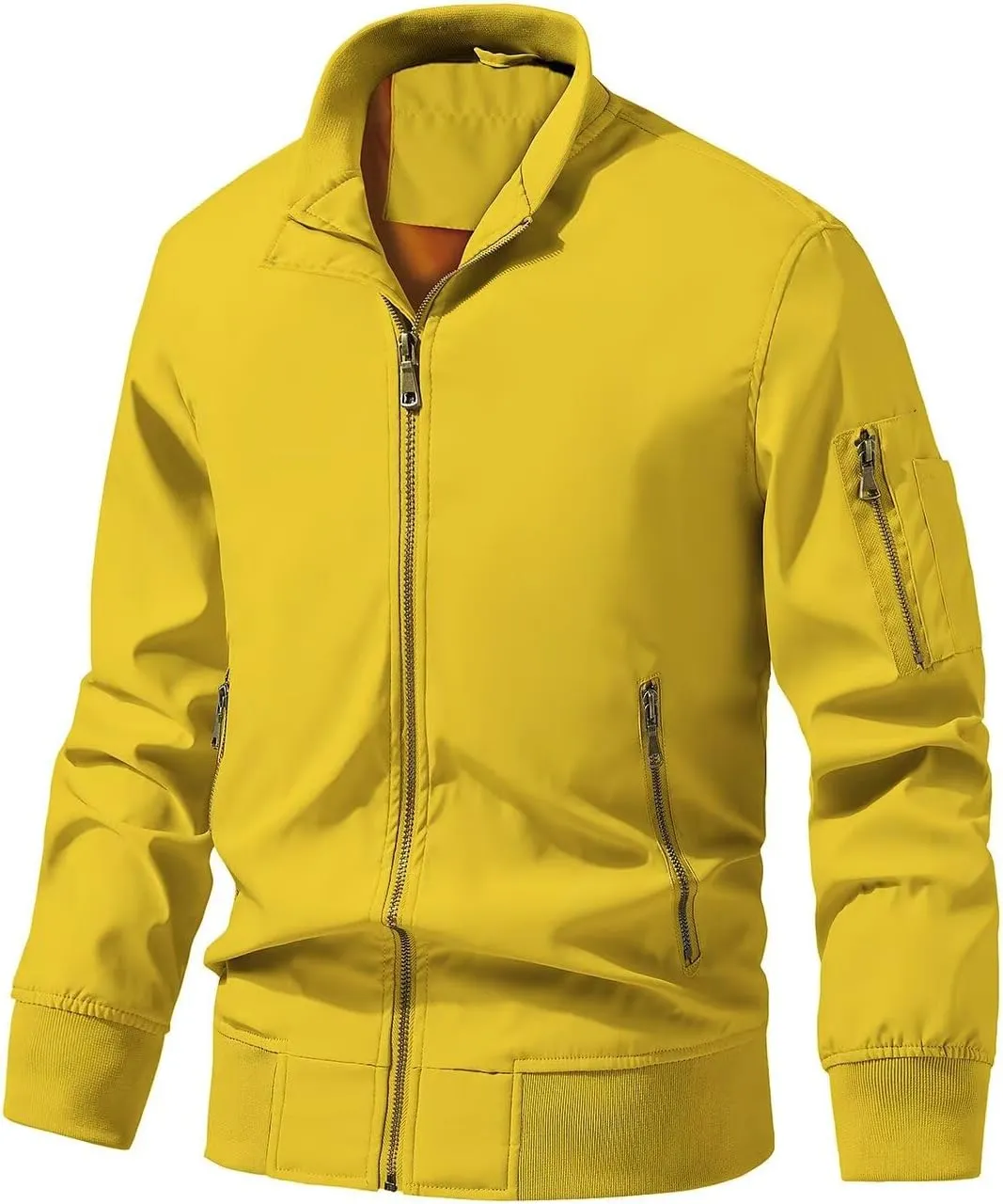 INVACHI Men's Bomber Jacket Lightweight Casual Windbreaker Spring Fall Zip Up Coat with Pocket