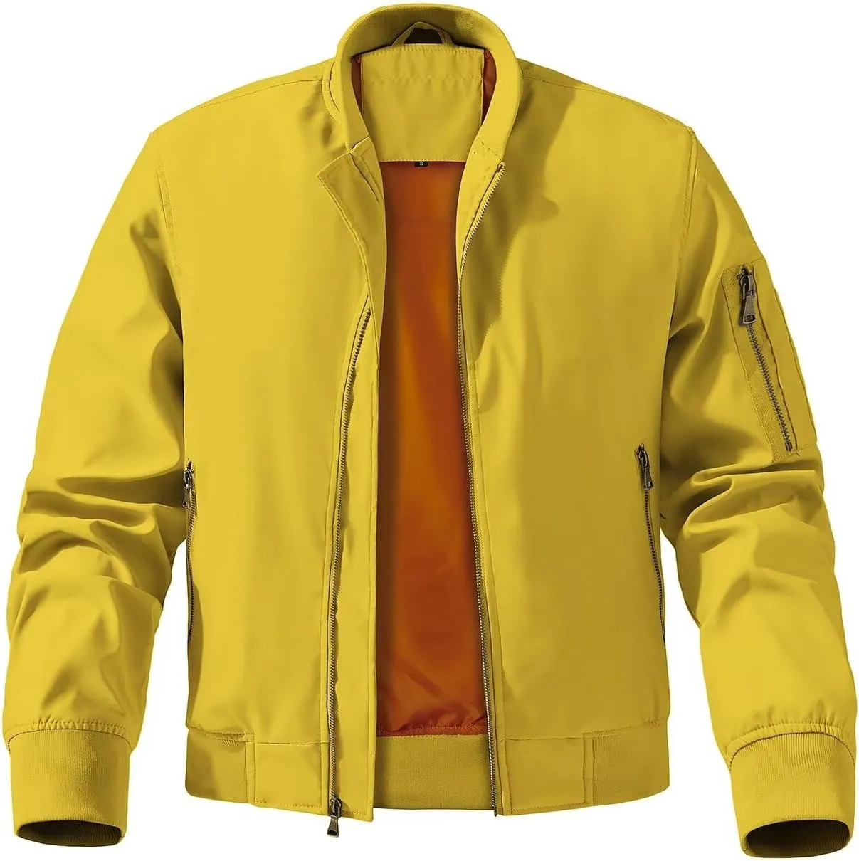 INVACHI Men's Bomber Jacket Lightweight Casual Windbreaker Spring Fall Zip Up Coat with Pocket