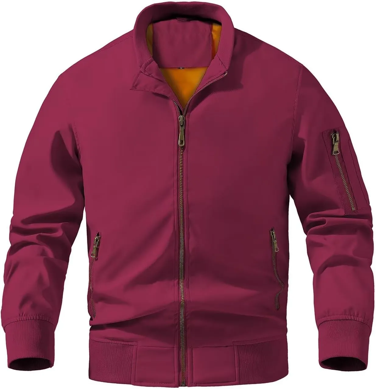 INVACHI Men's Bomber Jacket Lightweight Casual Windbreaker Spring Fall Zip Up Coat with Pocket