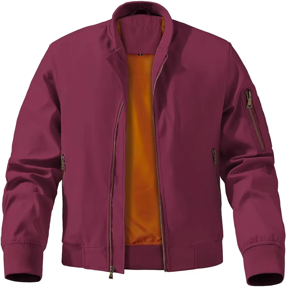 INVACHI Men's Bomber Jacket Lightweight Casual Windbreaker Spring Fall Zip Up Coat with Pocket