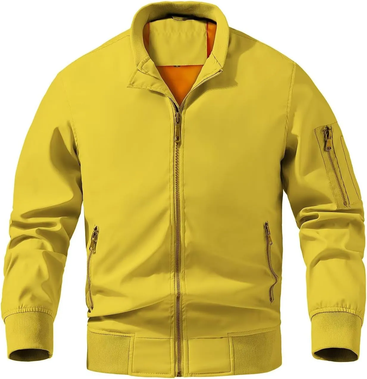 INVACHI Men's Bomber Jacket Lightweight Casual Windbreaker Spring Fall Zip Up Coat with Pocket