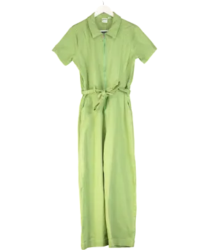 Joanie Green Belted Denim Jumpsuit UK 10