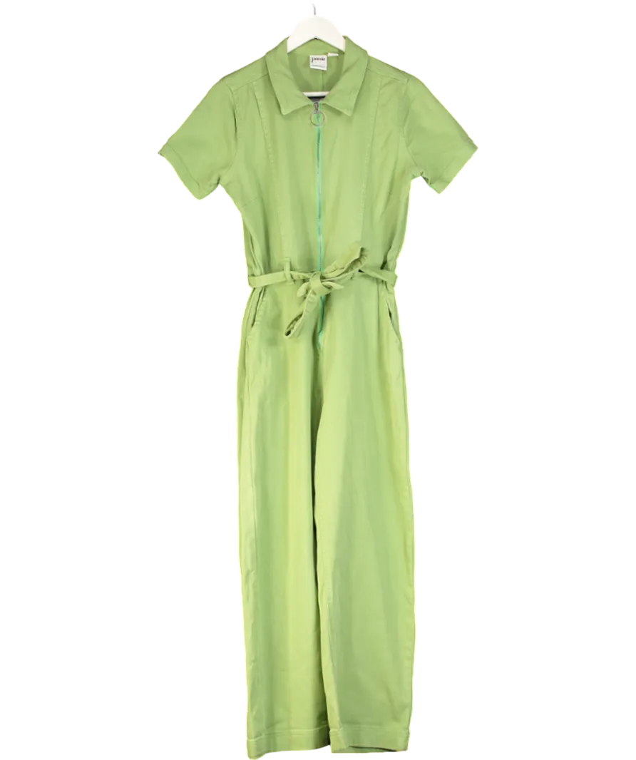 Joanie Green Belted Denim Jumpsuit UK 10