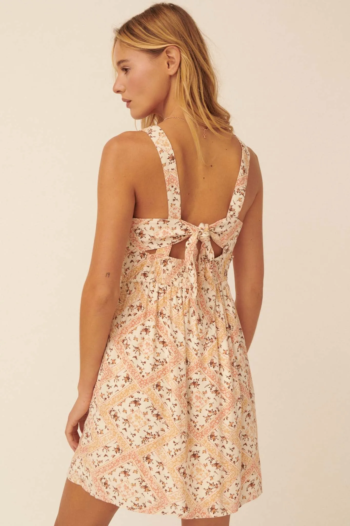 Lovely Things Floral Patchwork-Print Mini Dress