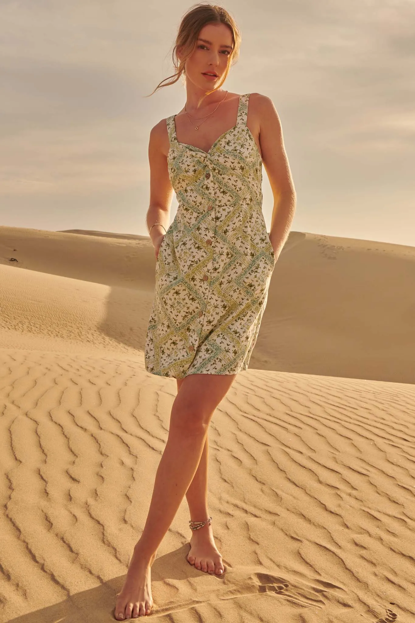 Lovely Things Floral Patchwork-Print Mini Dress