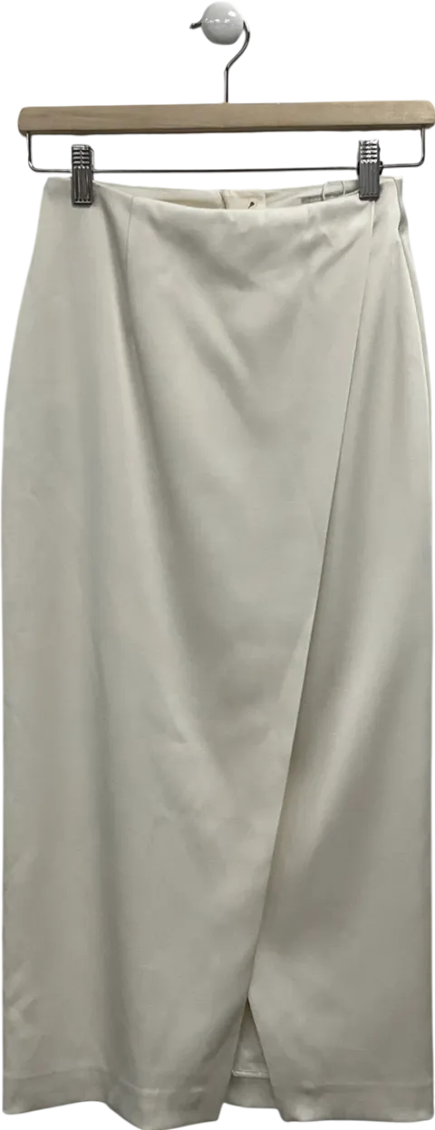 M&S Cream Lined Satin Midi Skirt UK 6
