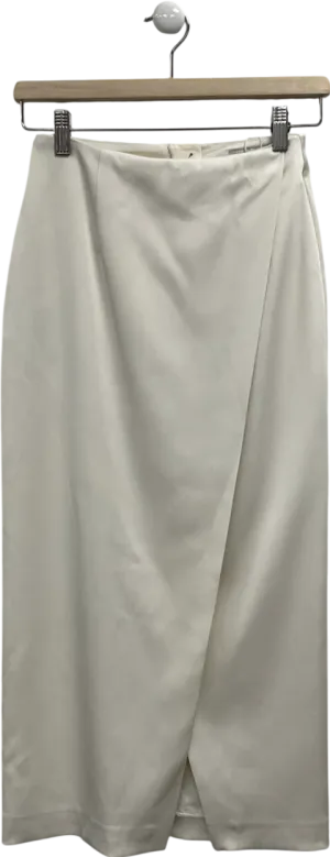 M&S Cream Lined Satin Midi Skirt UK 6