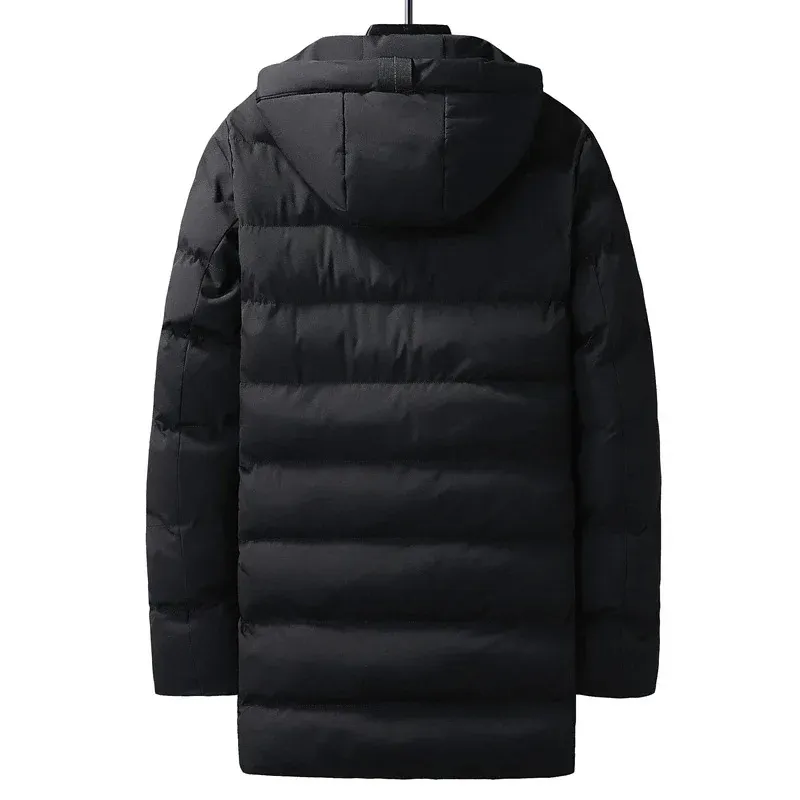 Men's Casual Long Puffer Jacket with Hood in Solid Colour | Ideal for Autumn/Winter