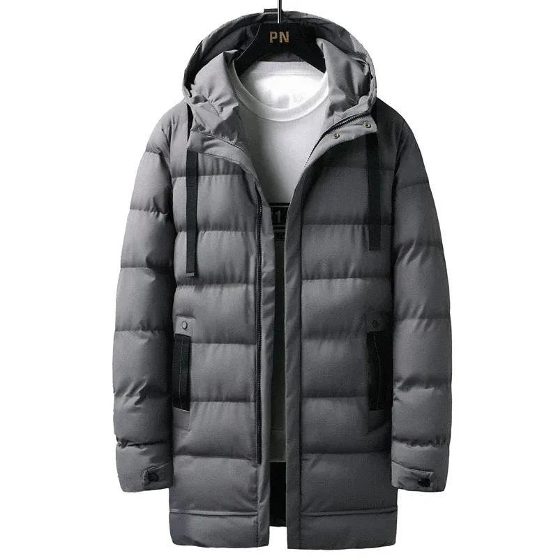 Men's Casual Long Puffer Jacket with Hood in Solid Colour | Ideal for Autumn/Winter