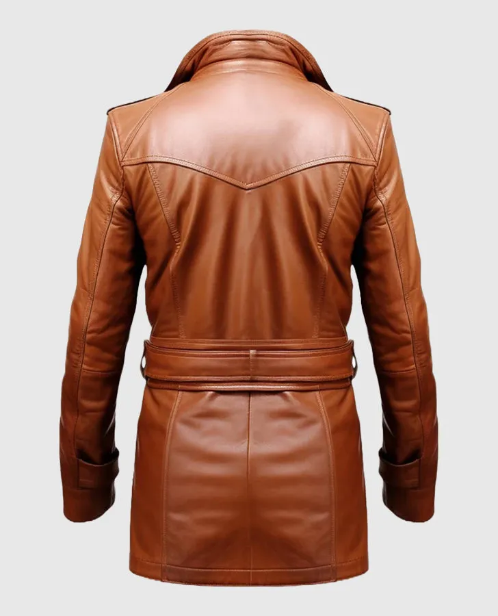 Men's Tan Brown Leather Coat