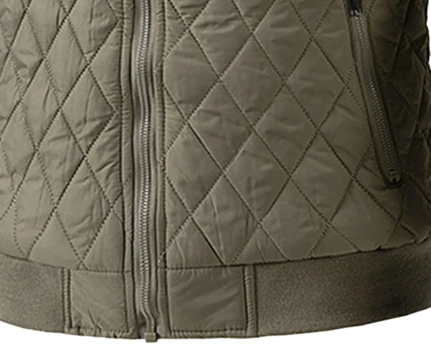 Men's Winter Quilted Jacket with Removable Hood Long Sleeve Casual Diamond Bomber Jacket Warm Winter Padded Coat