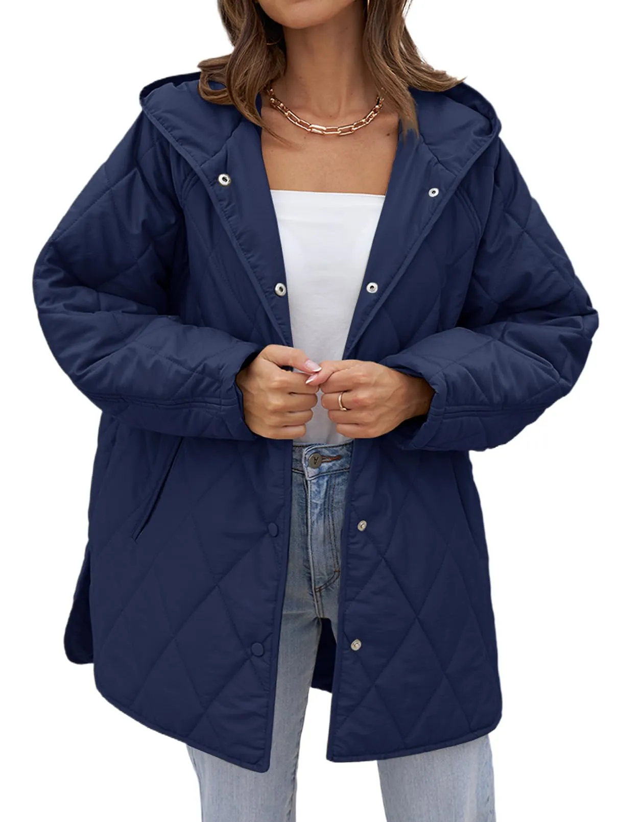 MEROKEETY Long Sleeve Lightweight Hooded Puffer Jacket Coat