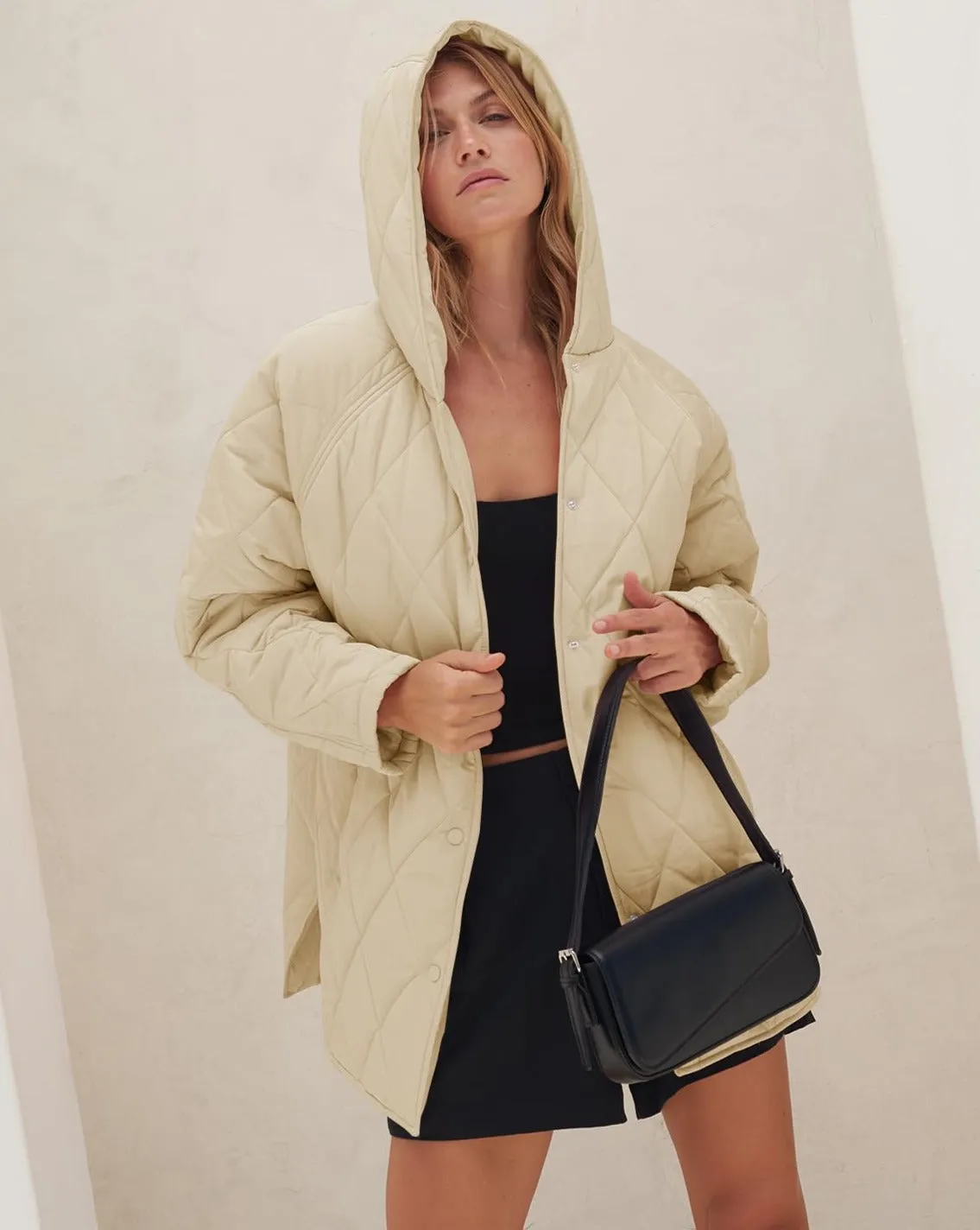 MEROKEETY Long Sleeve Lightweight Hooded Puffer Jacket Coat