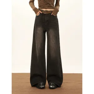 Mina Wide Leg Cut Faded Jeans