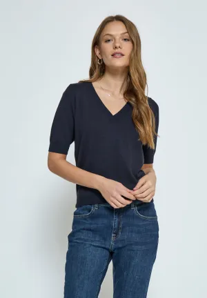 MSMilla Knit T-Shirt - Black Iris Solid