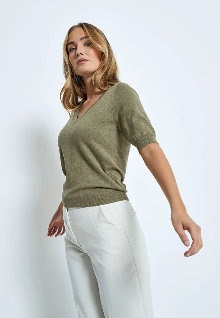 MSMilla Knit T-Shirt - Gothic Olive Melange