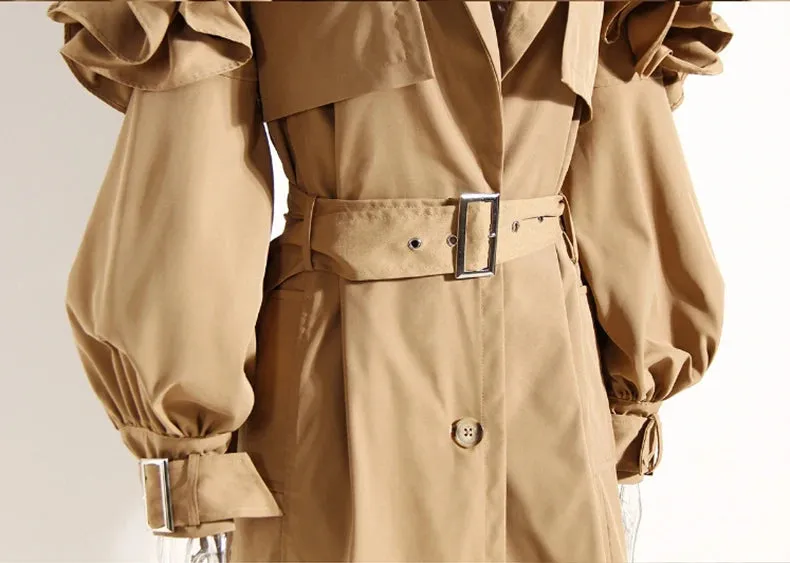 Octavia Ruffle Applique Trench Coats