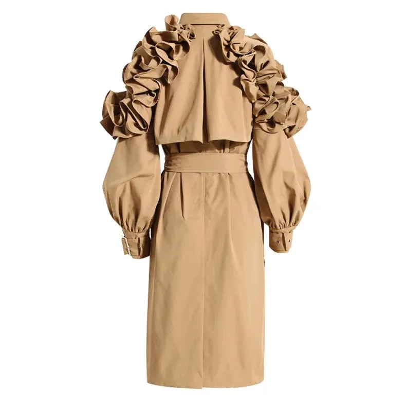 Octavia Ruffle Applique Trench Coats