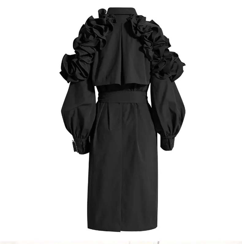 Octavia Ruffle Applique Trench Coats