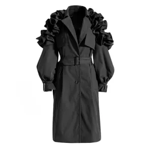 Octavia Ruffle Applique Trench Coats