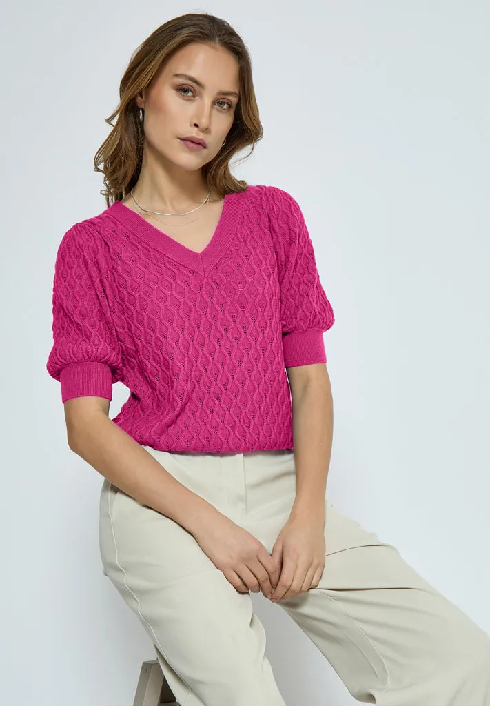 PCRosalia Knit T-Shirt - Magenta Pink
