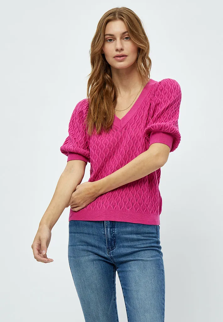 PCRosalia Knit T-Shirt - Magenta Pink