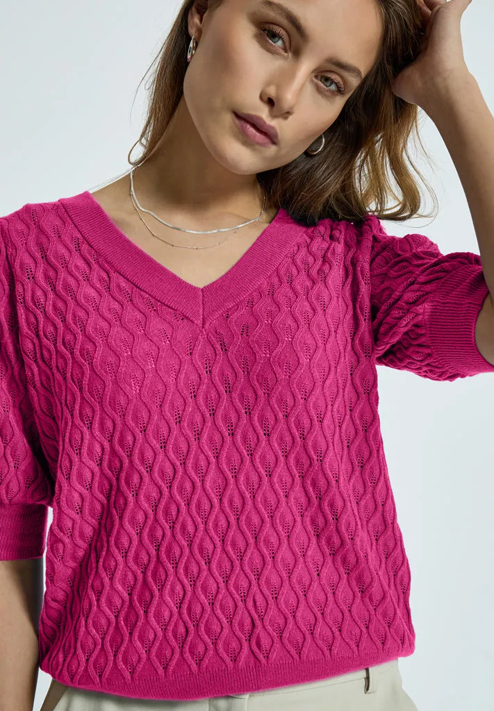 PCRosalia Knit T-Shirt - Magenta Pink