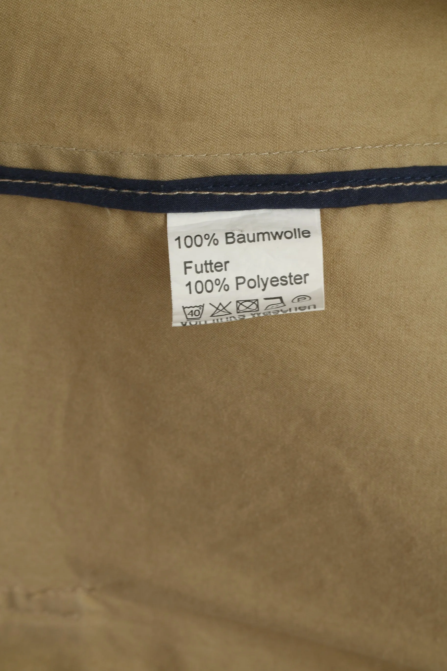 Peckott Women L Coat Beige Cotton Trench Double Breasted Belted Classic Top