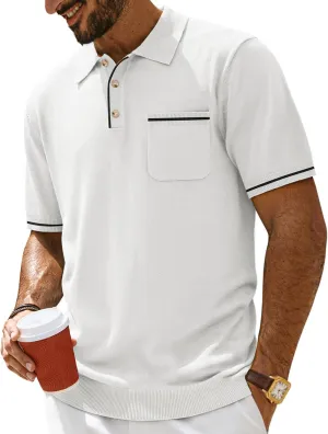 PJ PAUL JONES Men Polo Shirts Short Sleeve Men's Shirts Contrast Color Knit Shirt