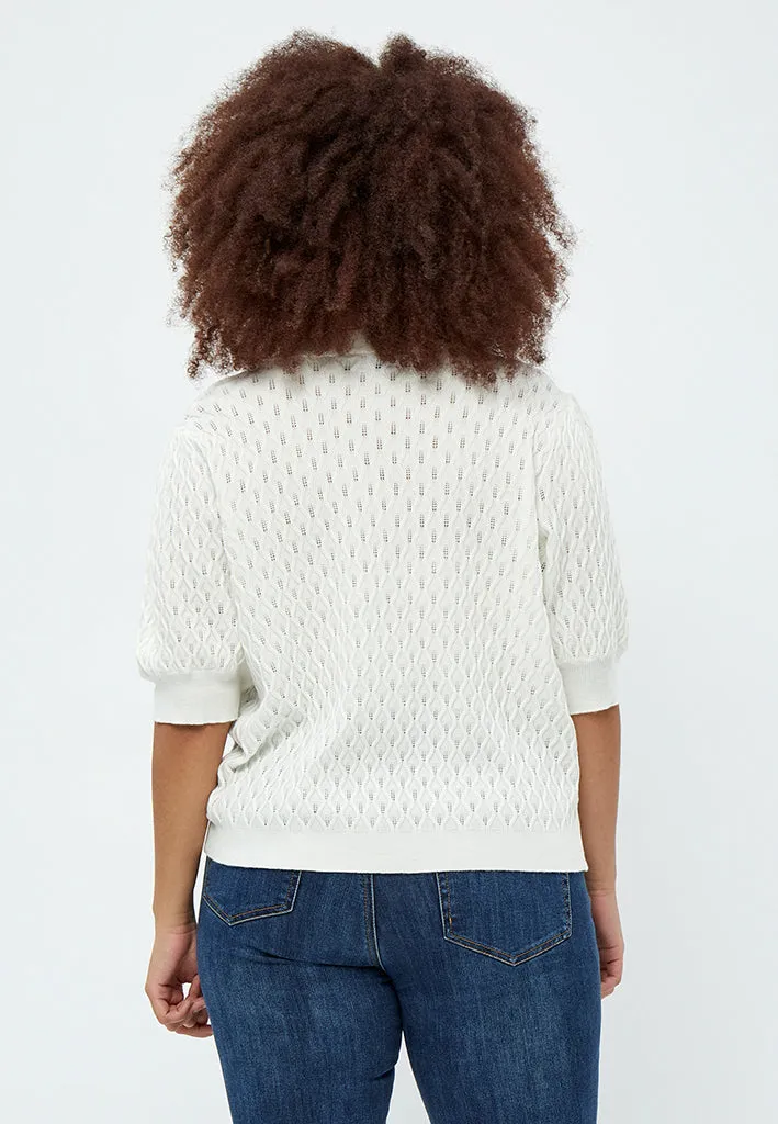 Rosalia V-Neck Knit T-Shirt Curve - Cloud Dancer