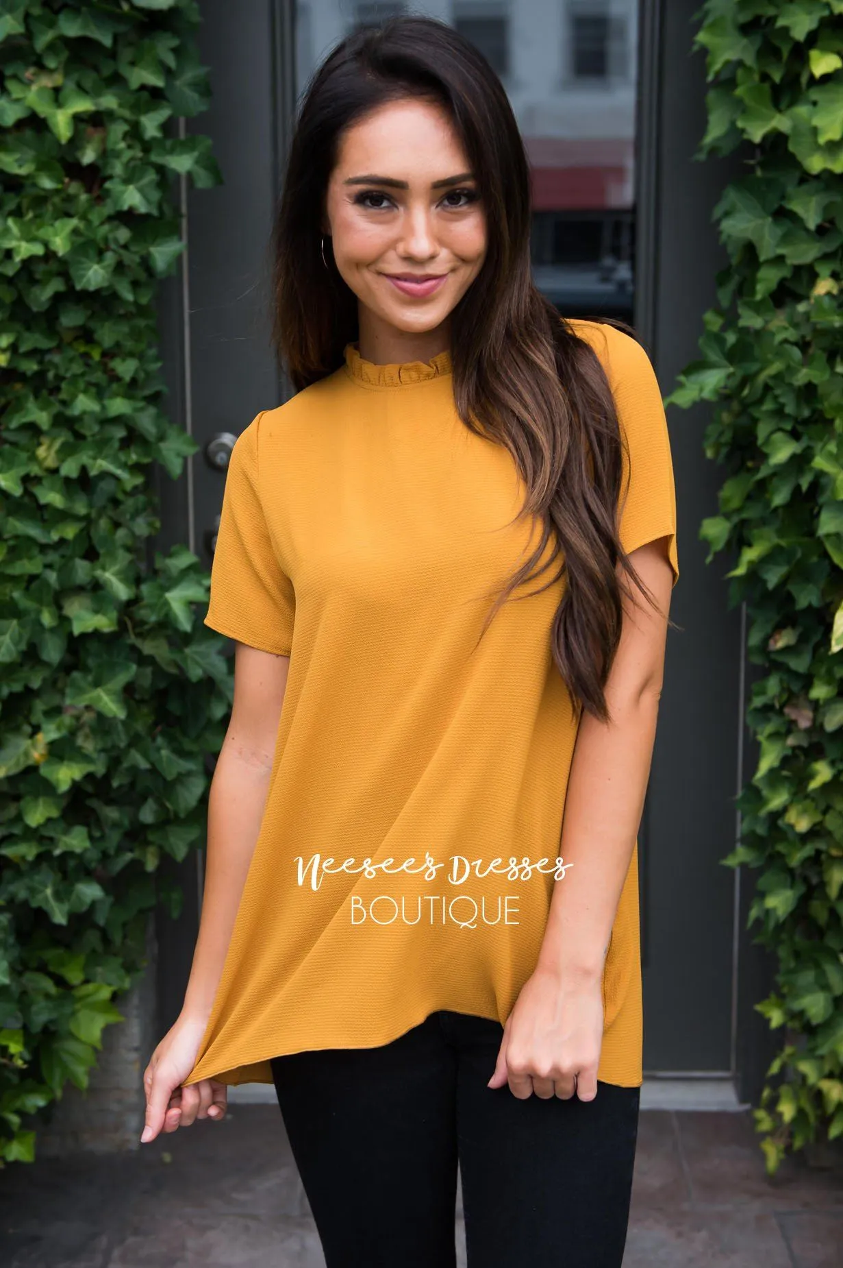Ruffle Neckline Blouse
