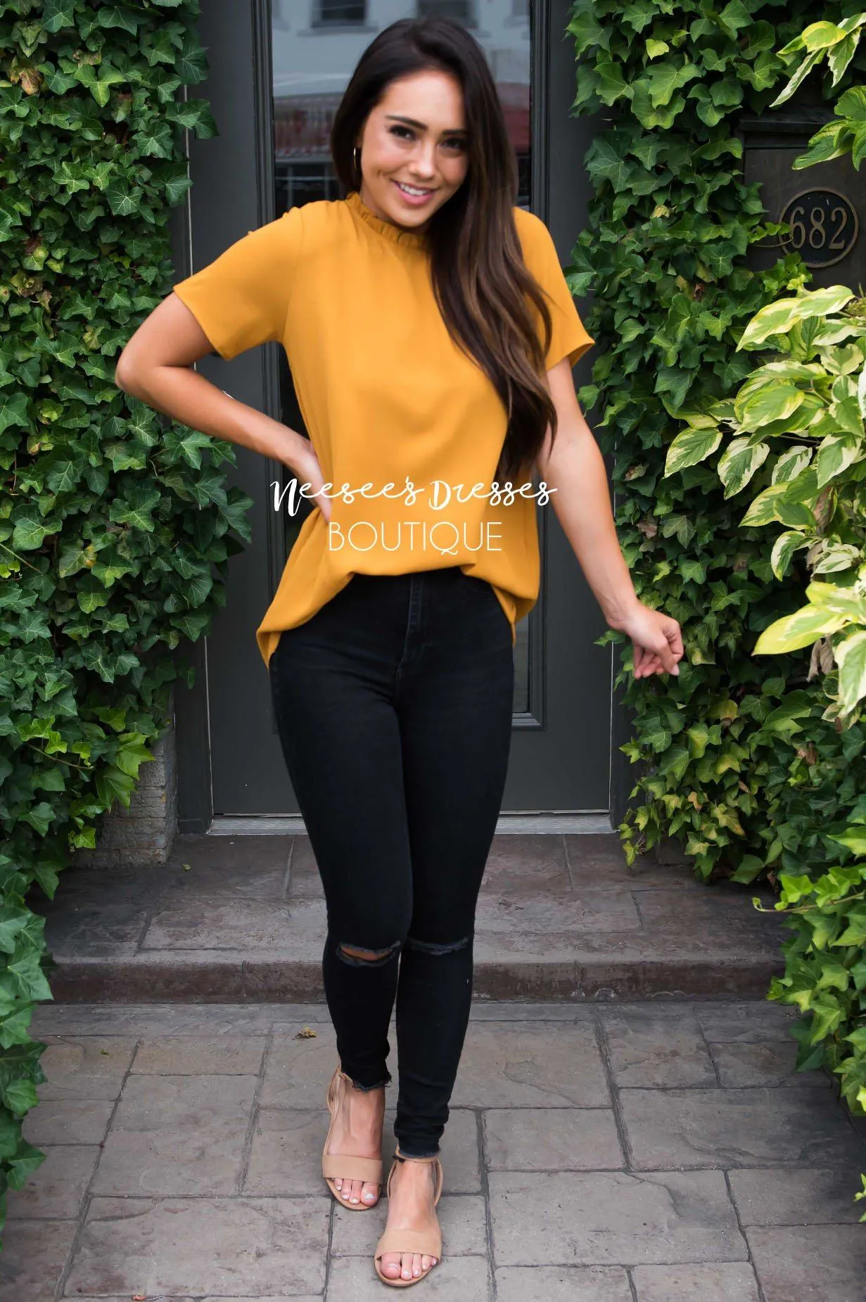 Ruffle Neckline Blouse