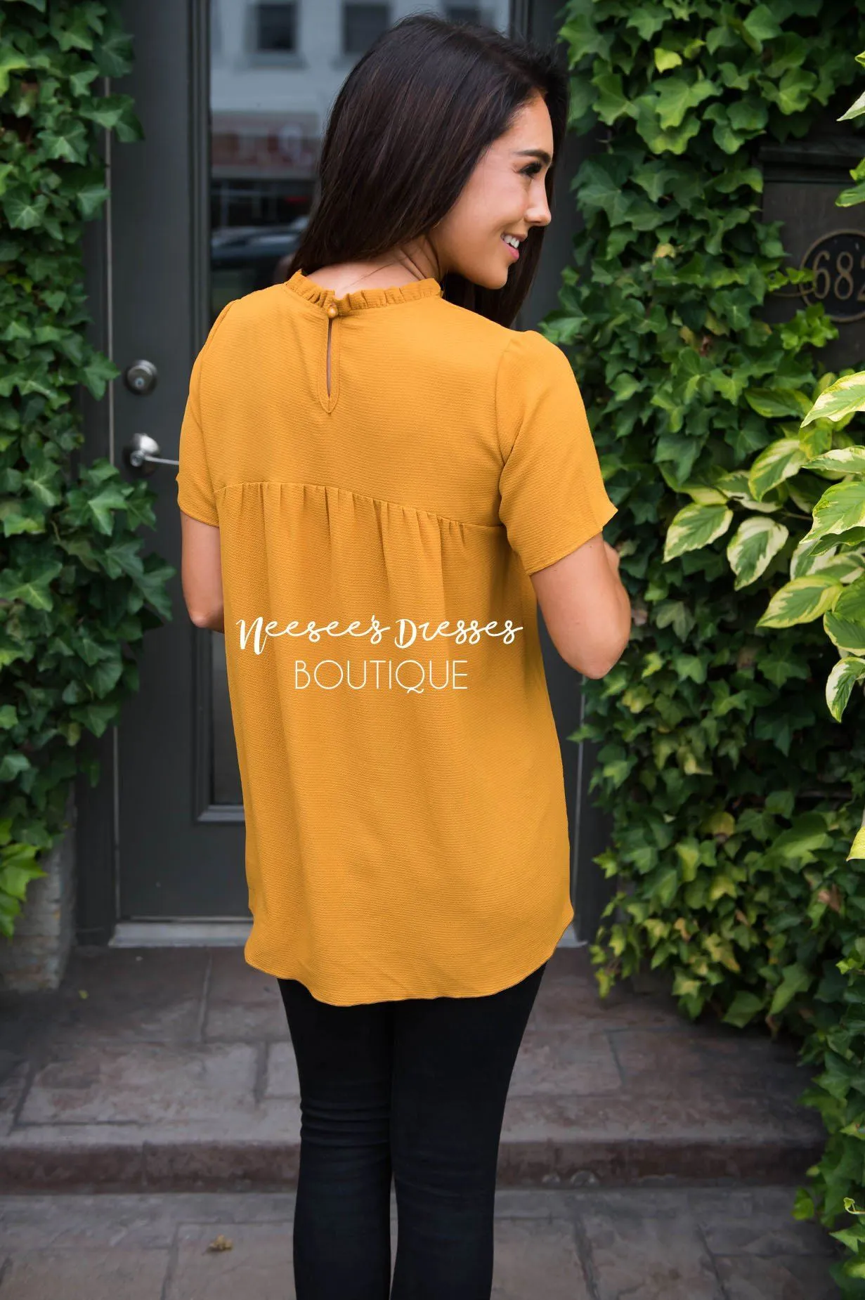 Ruffle Neckline Blouse