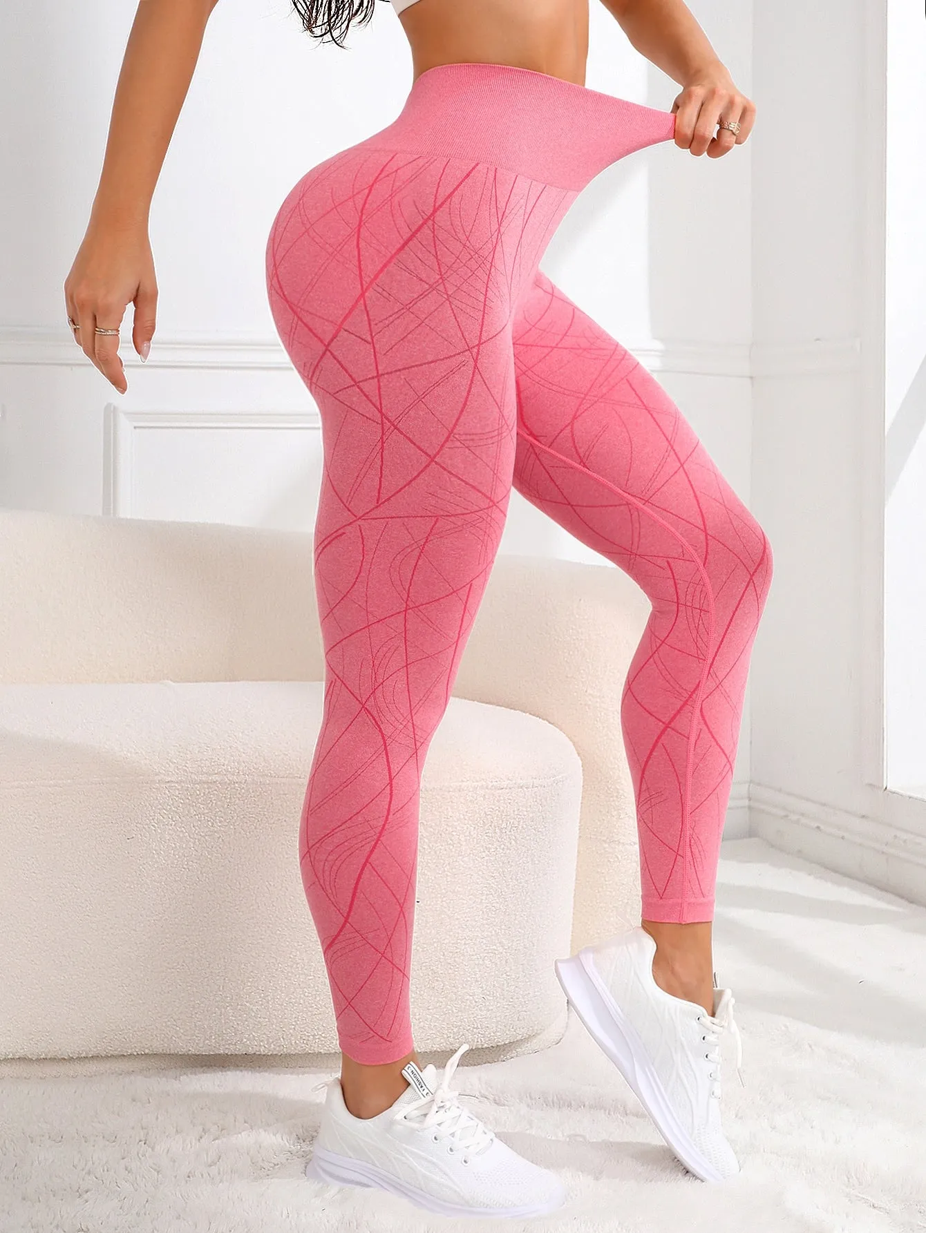 Seamless Allover Print Wideband Waist Active Leggings SS23 FD