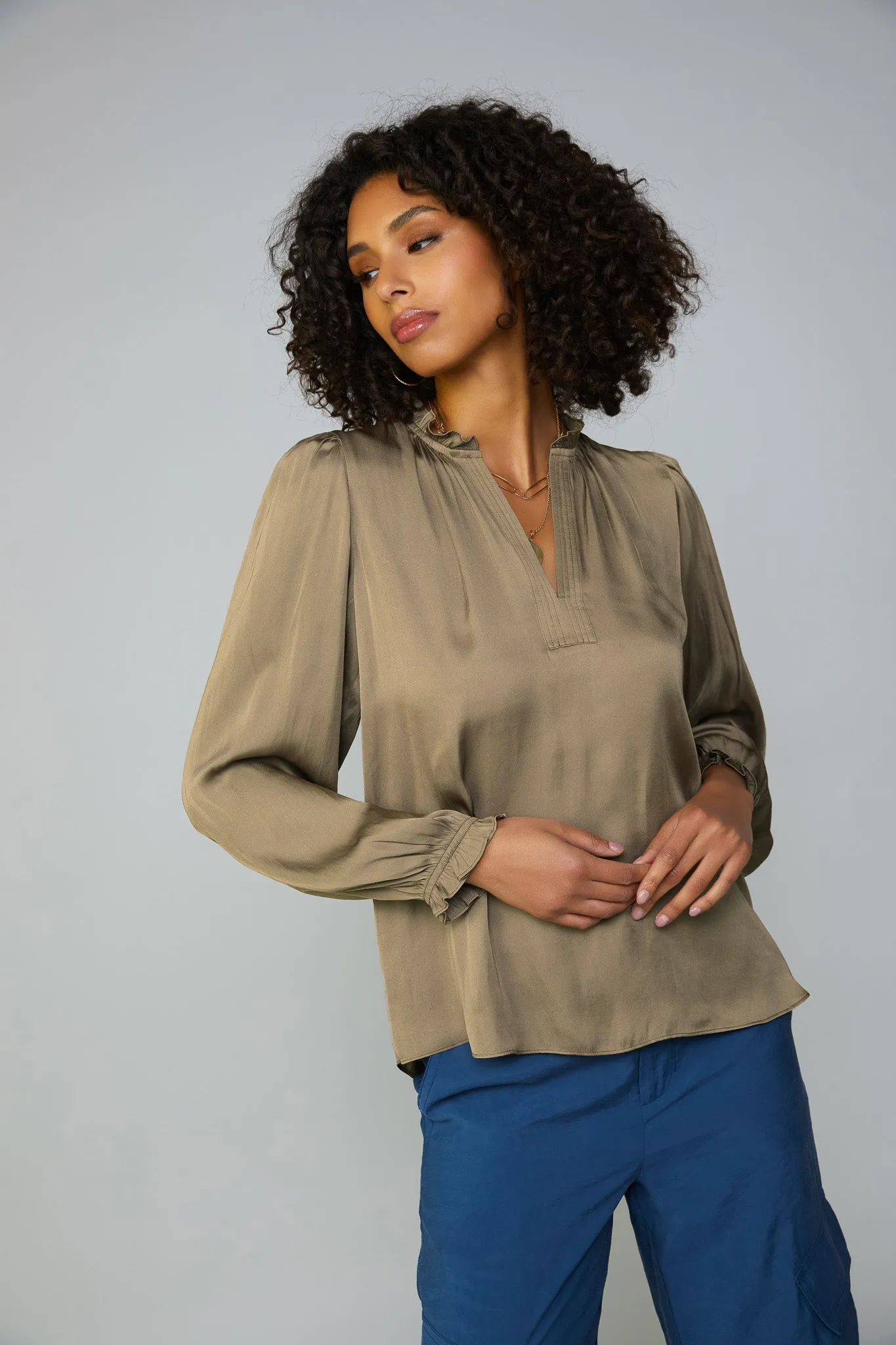 Top Stitch Placket Blouse