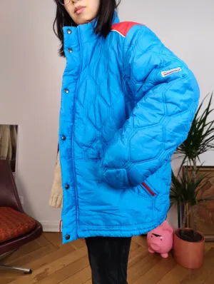 Vintage blue red puffer jacket coat winter Blue Sky sport M