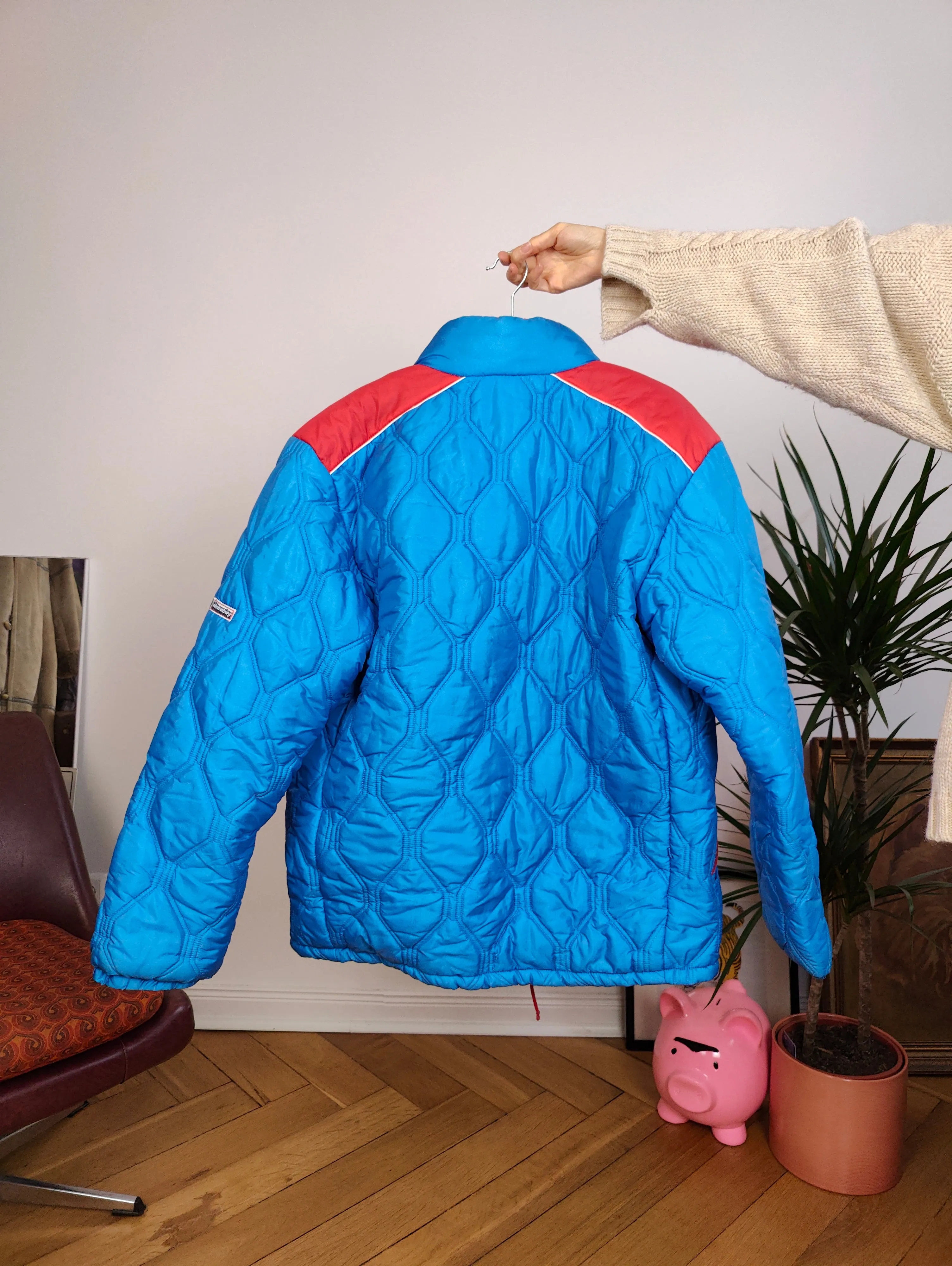 Vintage blue red puffer jacket coat winter Blue Sky sport M