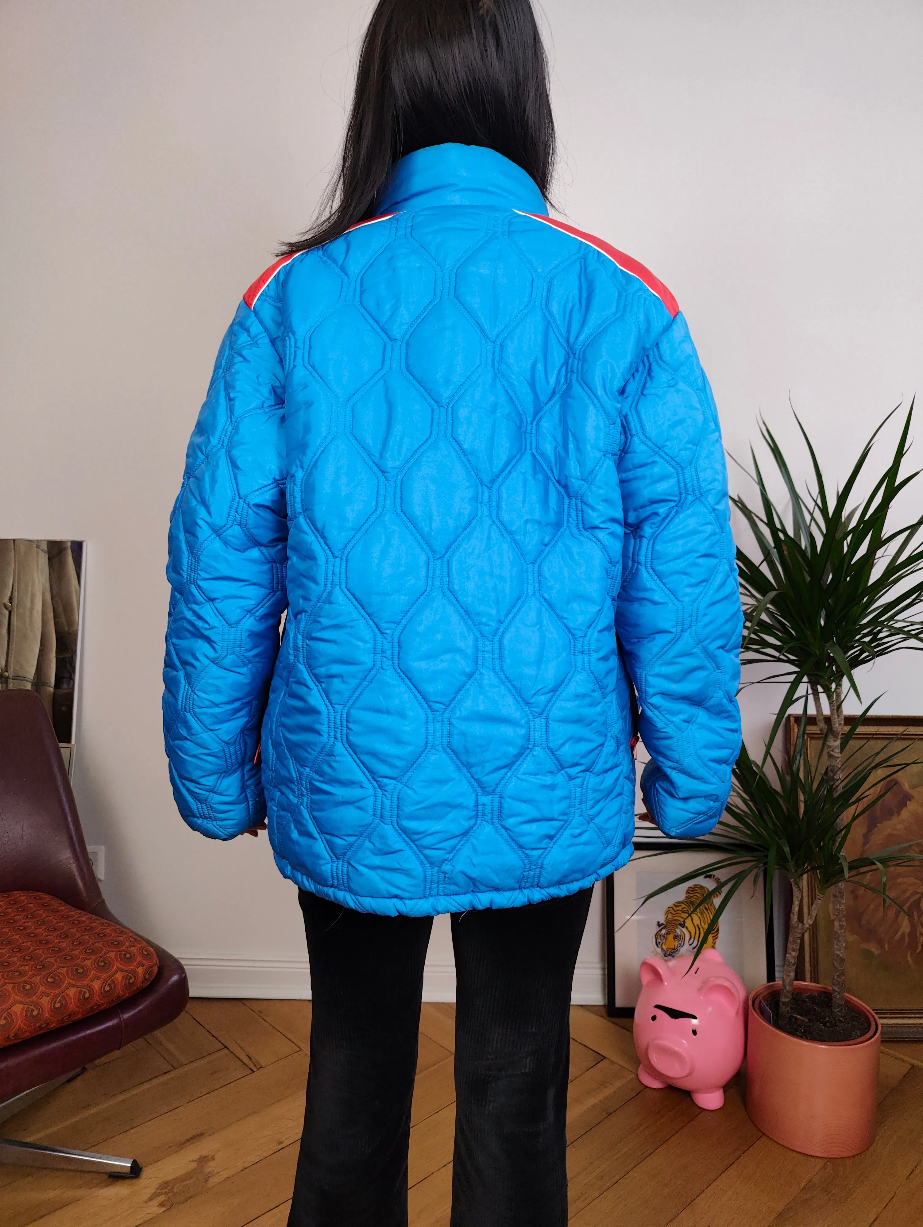 Vintage blue red puffer jacket coat winter Blue Sky sport M