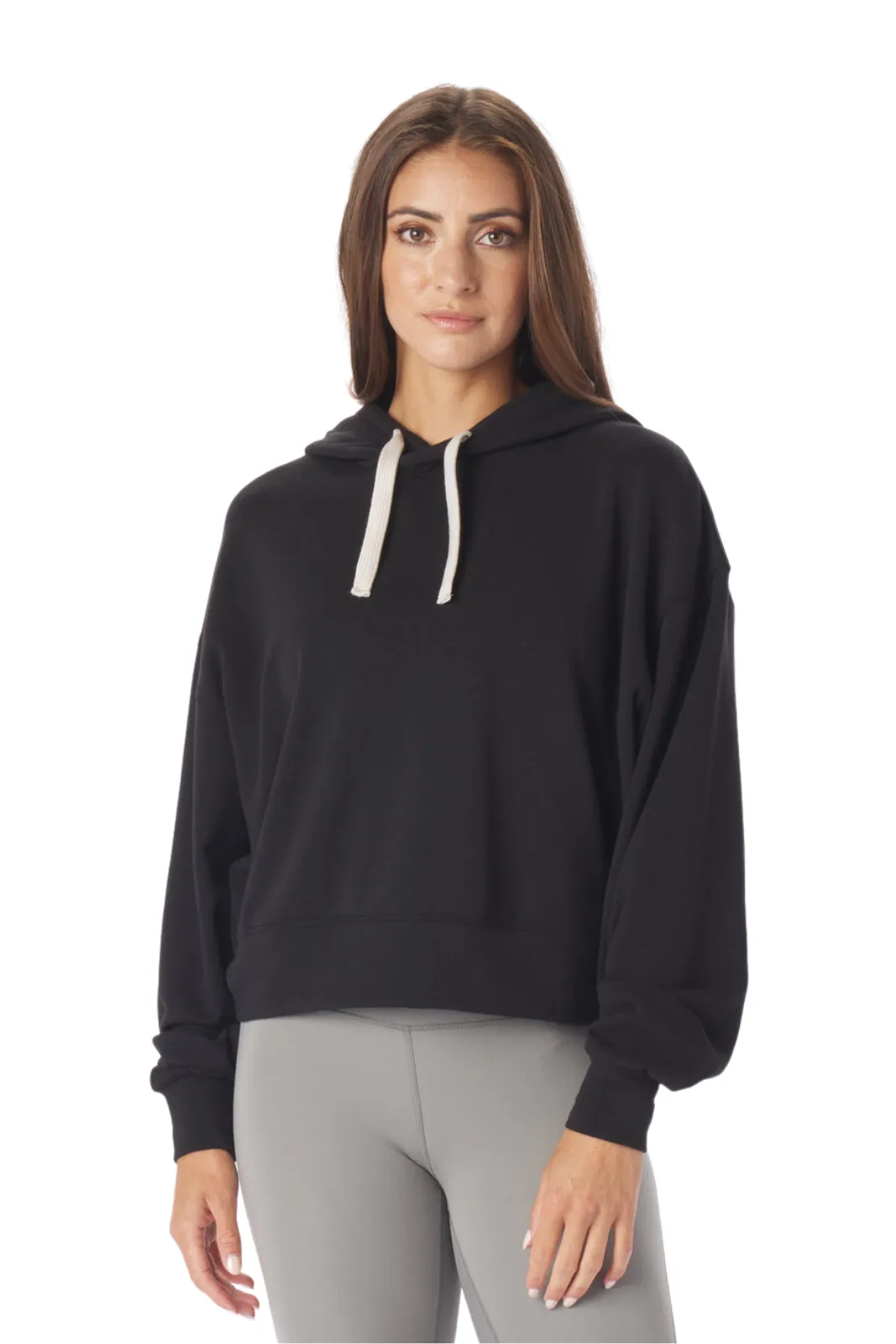 Vintage Oversized Cropped Hoodie, Black