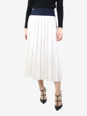 White pleated satin midi skirt - size UK 10