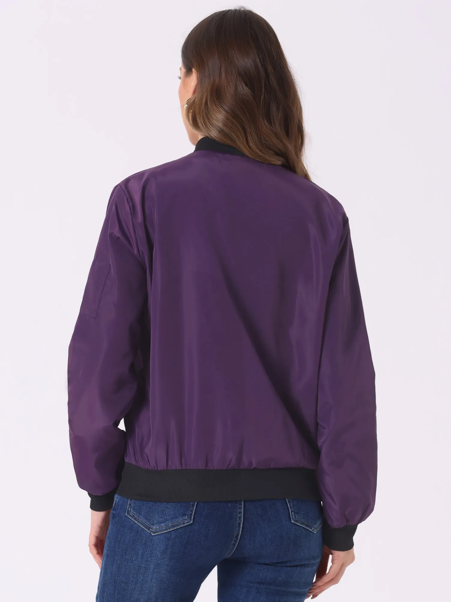 Windbreaker Pockets Casual Lightweight Zip Up Bomber Jacket