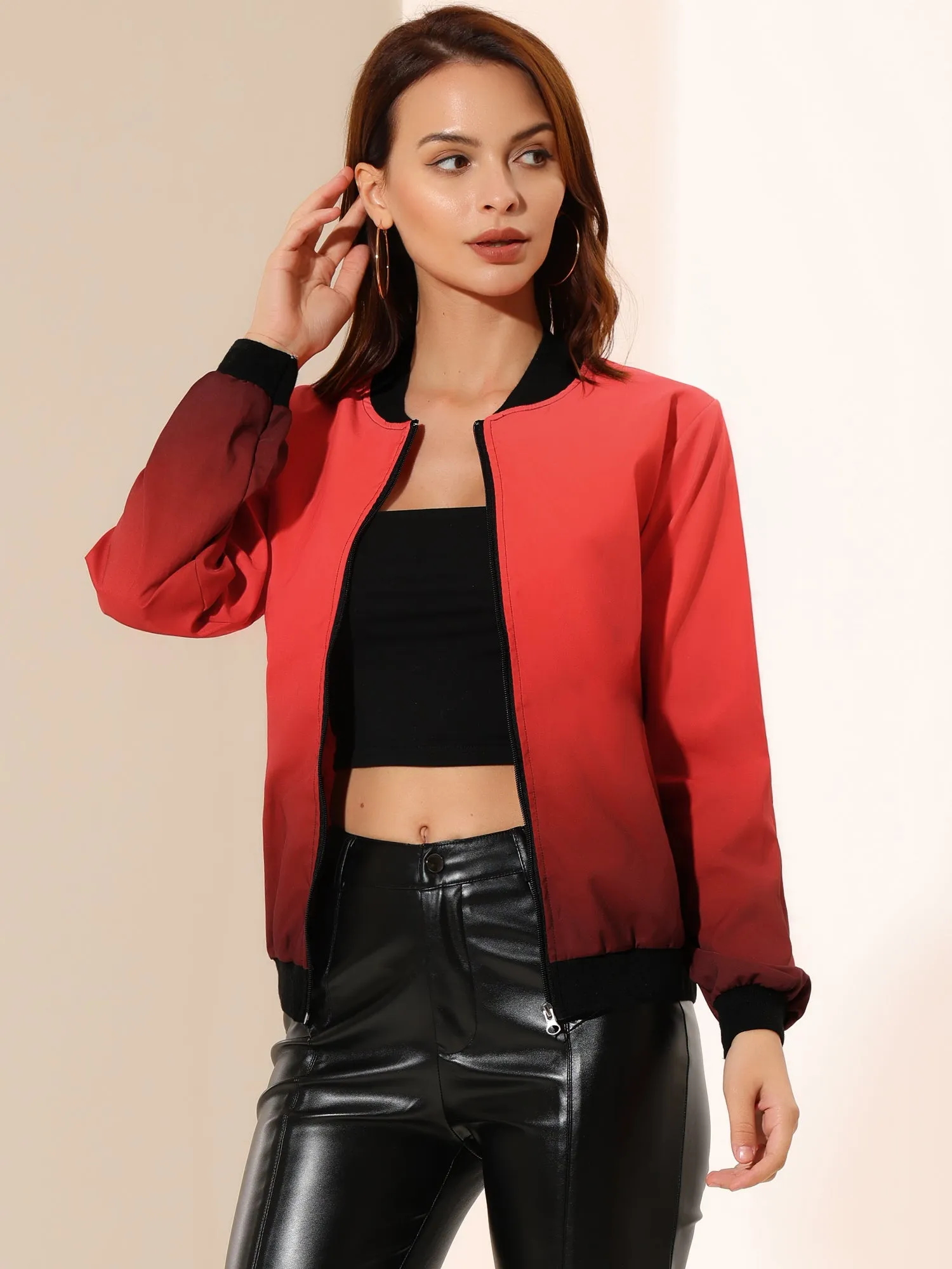 Windbreaker Pockets Casual Lightweight Zip Up Bomber Jacket