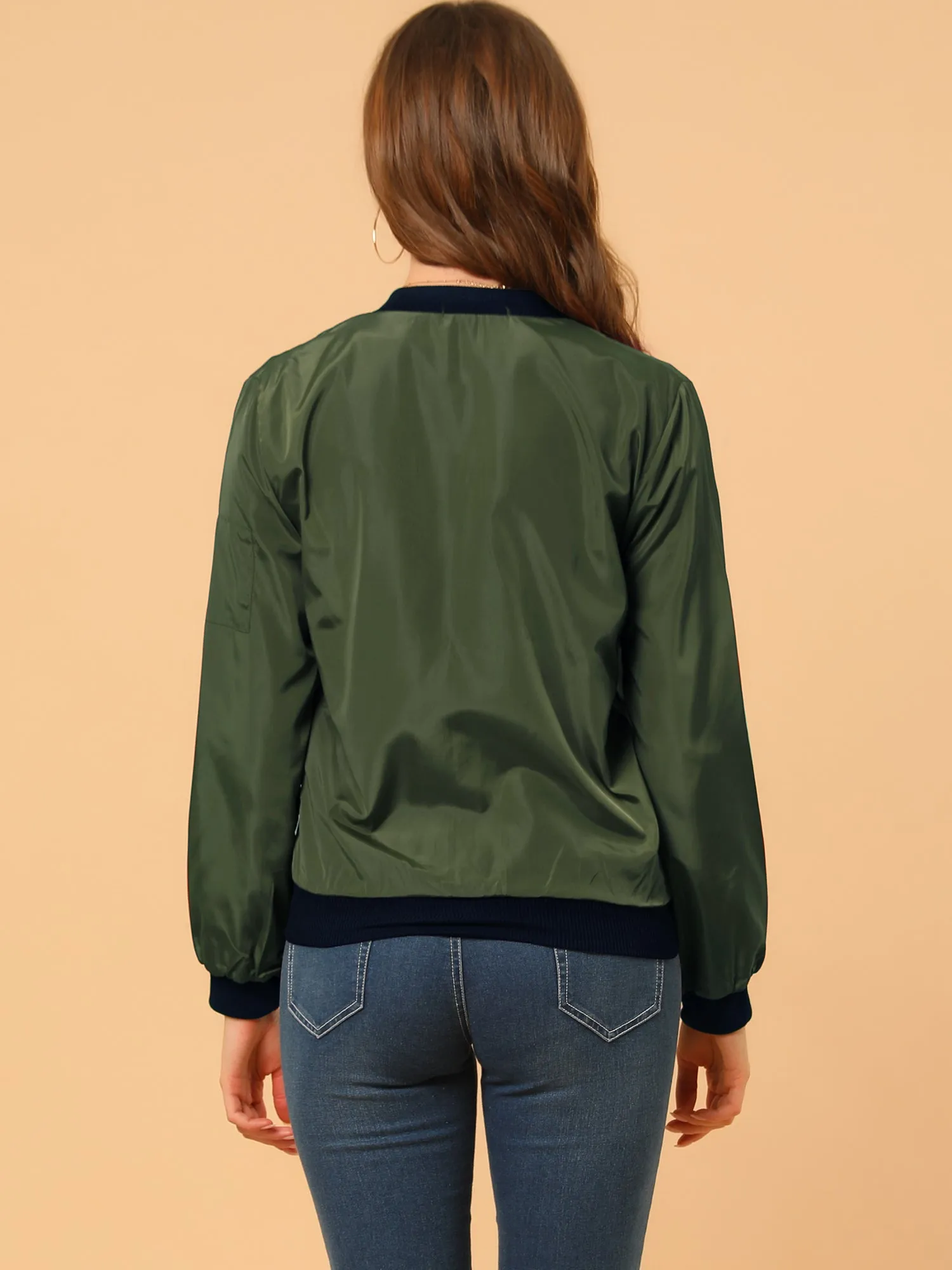 Windbreaker Pockets Casual Lightweight Zip Up Bomber Jacket
