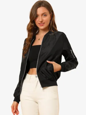 Windbreaker Pockets Casual Lightweight Zip Up Bomber Jacket