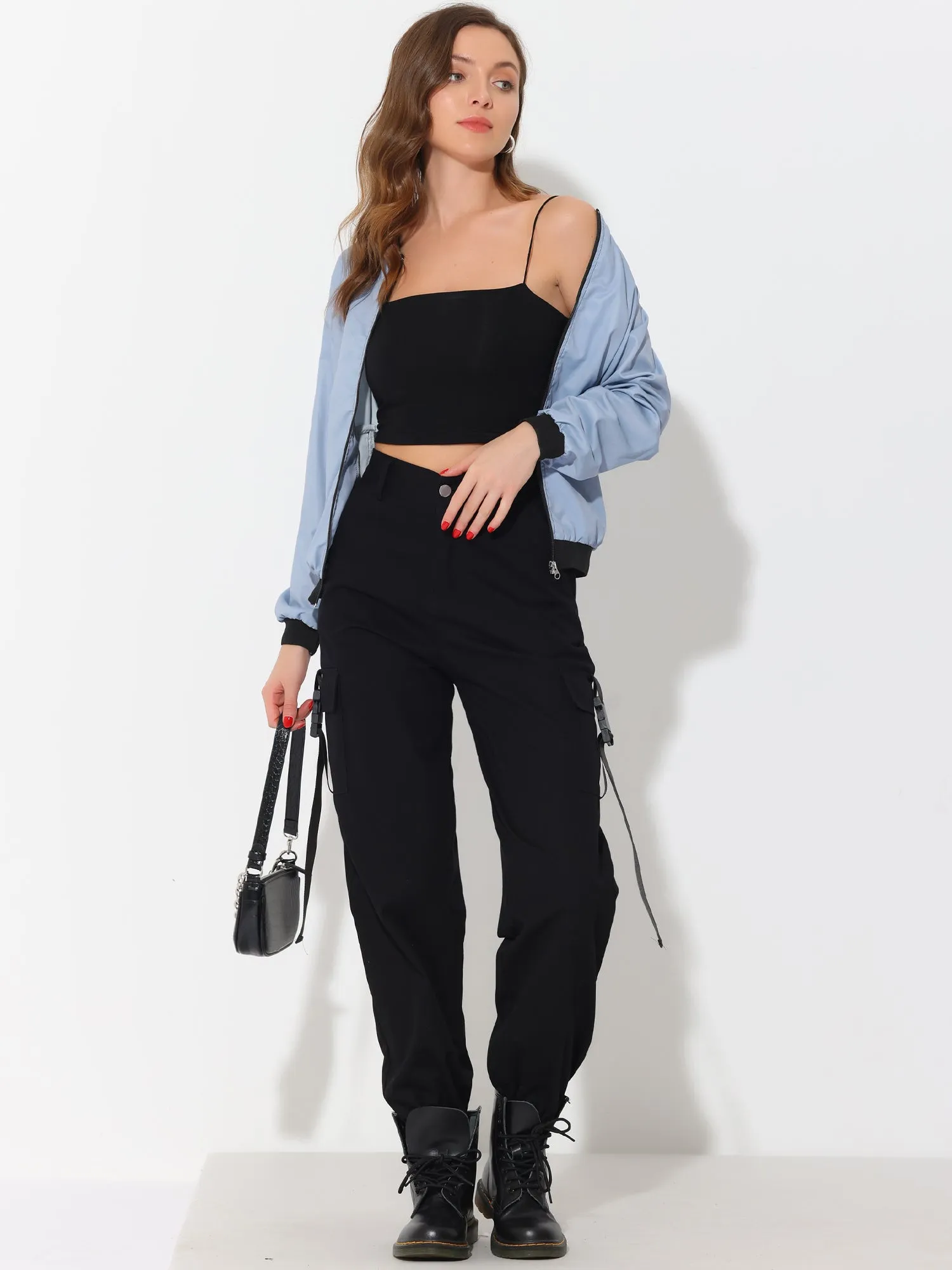 Windbreaker Pockets Casual Lightweight Zip Up Bomber Jacket